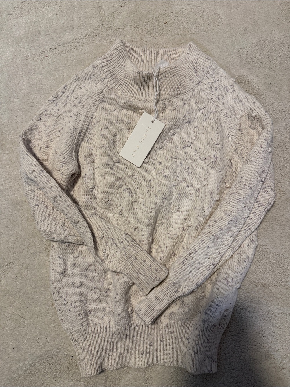 NWT Jamie Kay Soft Cream Speckled Mock Neck Sweater